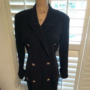 🎉 Vintage 90s Long Black Dress with Gold Buttons